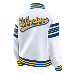 Golden State Warriors Snap Front White Fleece Jacket