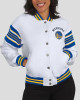Golden State Warriors Snap Front White Fleece Jacket