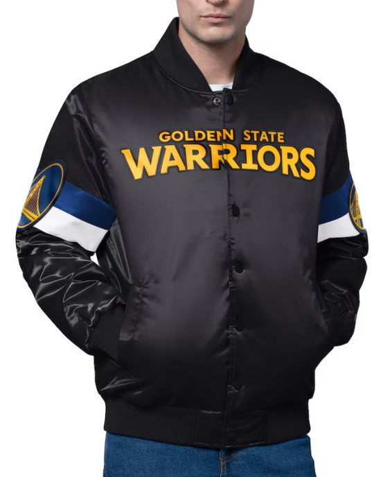 Golden State Warriors Triple Option Varsity Satin Jacket