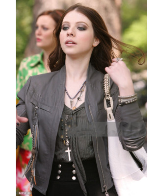 Gossip Girl Michelle Trachtenberg Gray Leather Jacket