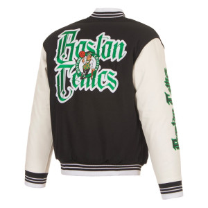 Gothic Boston Celtics Black and White Varsity Jacket