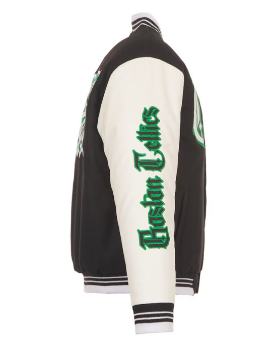 Gothic Boston Celtics Black and White Varsity Jacket