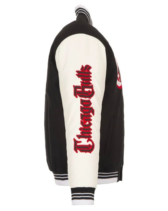 Gothic Chicago Bulls Varsity Wool/Leather Black and White Jacket