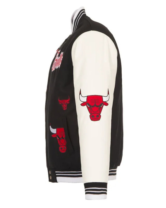 Gothic Chicago Bulls Varsity Wool/Leather Black and White Jacket