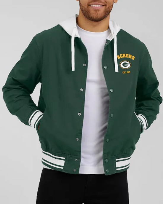 Green Bay Packers Green Cotton Hooded Jacket