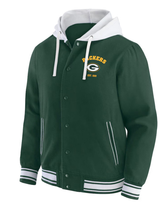 Green Bay Packers Green Cotton Hooded Jacket
