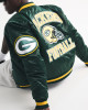 Green Bay Packers Green Varsity Bomber Satin Jacket