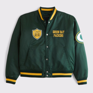 Green Bay Packers Green Varsity Bomber Satin Jacket