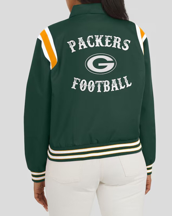 Green Bay Packers Lightweight Green Varsity Satin Jacket