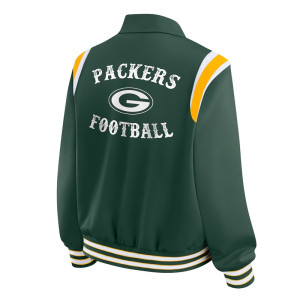 Green Bay Packers Lightweight Green Varsity Satin Jacket
