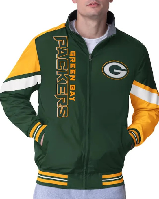 Green Bay Packers Strong Arm Green Full-Zip Jacket Green Bay Packers Strong Arm Green Full-Zip Jacket