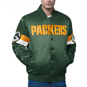 Green Bay Packers Triple Option Varsity Satin Jacket