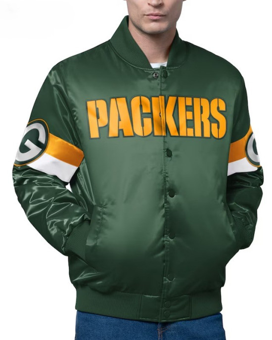 Green Bay Packers Triple Option Varsity Satin Jacket