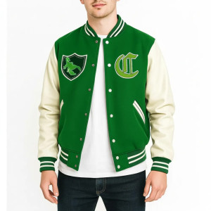 GTA 5 Franklin Adamim Green and White Varsity Jacket