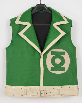 Guy Gardner Belted Green and White Leather Vest