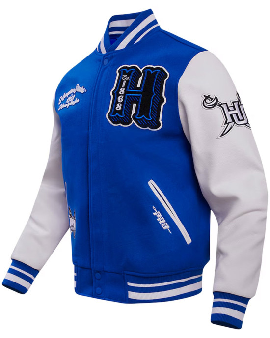 Hampton Pirates HBCU Royal and White Varsity Jacket Hampton Pirates HBCU Royal and White Varsity Jacket