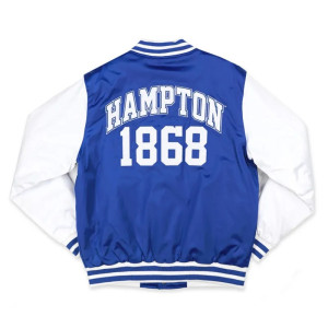 Hampton University Royal and White Baseball Jacket