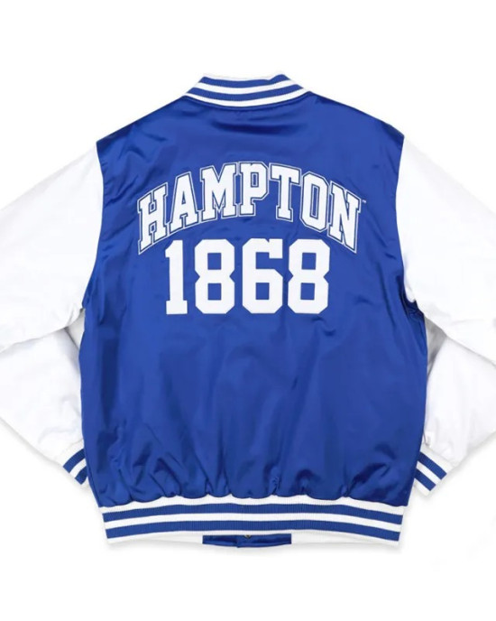 Hampton University Royal and White Baseball Jacket Hampton University Royal and White Baseball Jacket