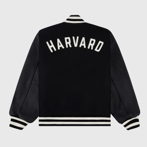 Harvard University Black Varsity Wool & Leather Jacket