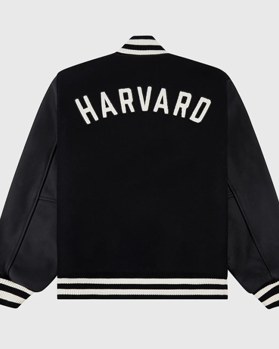Harvard University Black Varsity Wool & Leather Jacket
