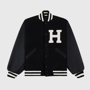Harvard University Black Varsity Wool & Leather Jacket