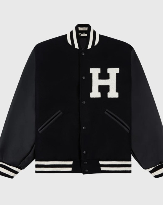 Harvard University Black Varsity Wool & Leather Jacket