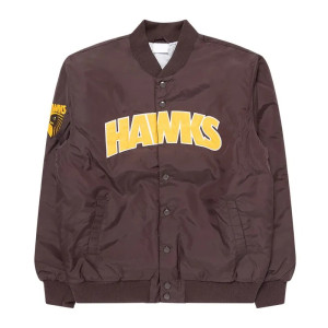 Hawthorn Hawks Brown Bomber Full Snap Jacket