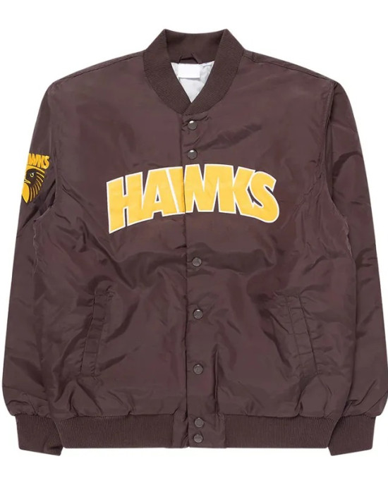 Hawthorn Hawks Brown Bomber Full Snap Jacket