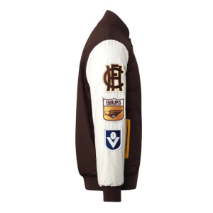 Hawthorn Hawks Collegiate Varsity Jacket in Brown and White