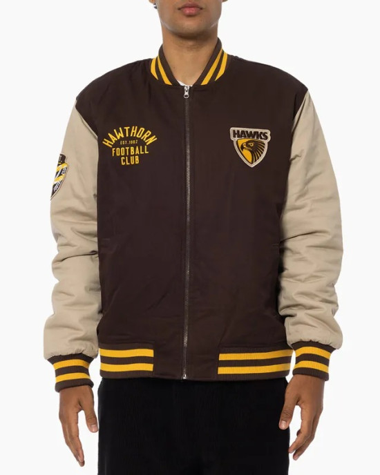 Hawthorn Hawks Lock Up Cotton Varsity Jacket Hawthorn Hawks Lock Up Cotton Varsity Jacket