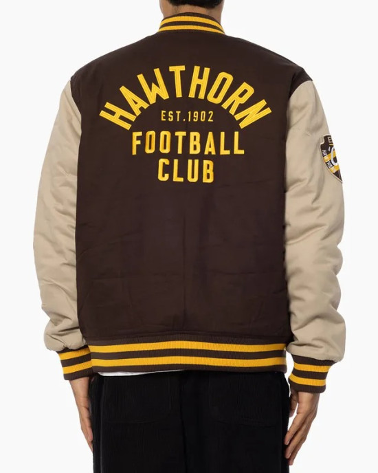 Hawthorn Hawks Lock Up Cotton Varsity Jacket Hawthorn Hawks Lock Up Cotton Varsity Jacket