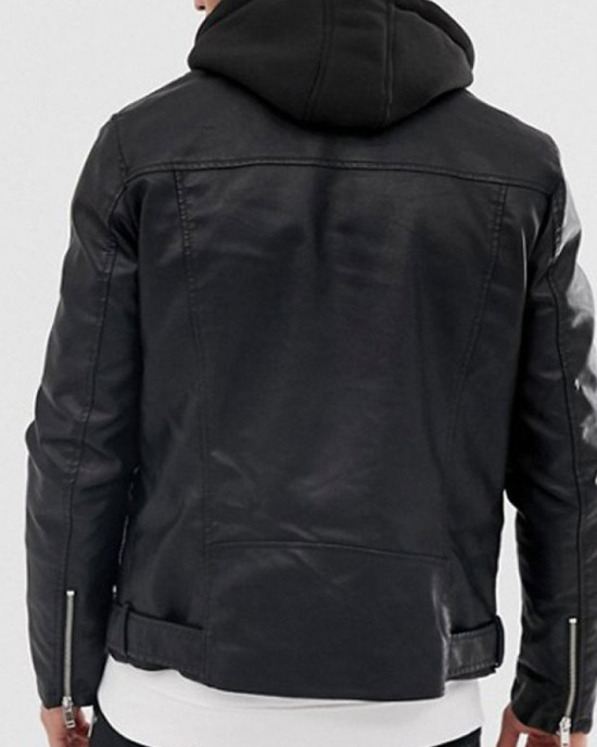 Heavy Daniel Zovatto Biker Leather Jacket with Hood Heavy Daniel Zovatto Biker Leather Jacket with Hood