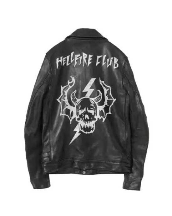Hellfire Club Biker Black Leather Jacket Hellfire Club Biker Black Leather Jacket