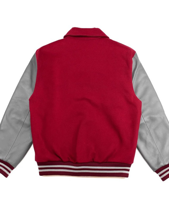 Hillman 2.0 Maroon and Gray Full-Snap Varsity Letterman Jacket