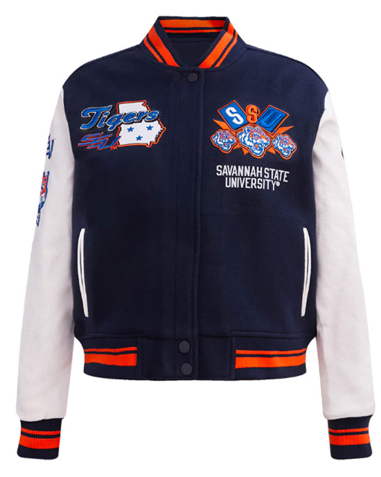 Homecoming Savannah State University Navy Varsity Jacket Homecoming Savannah State University Navy Varsity Jacket