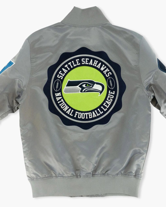 Hometown Hero Seattle Seahawks Grey Satin Jacket Hometown Hero Seattle Seahawks Grey Satin Jacket