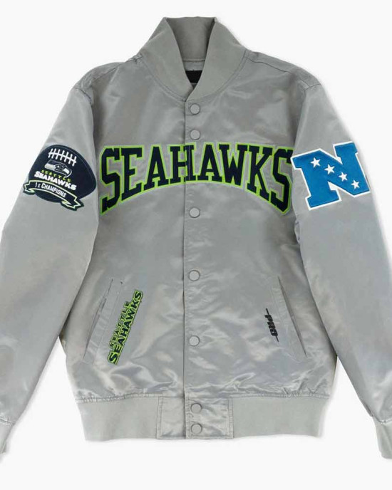 Hometown Hero Seattle Seahawks Grey Satin Jacket Hometown Hero Seattle Seahawks Grey Satin Jacket