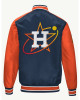 Houston Astros Blue and Orange Varsity Satin Jacket