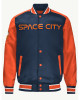 Houston Astros Blue and Orange Varsity Satin Jacket
