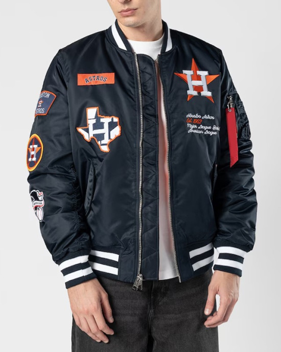 Houston Astros Full-Zip Navy Bomber Jacket