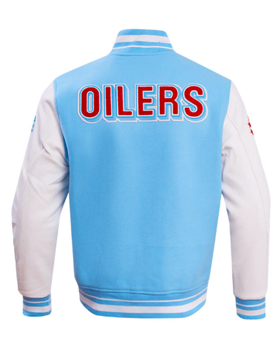 Houston Oilers Oil Derrick Classic Rib Varsity Jacket Houston Oilers Oil Derrick Classic Rib Varsity Jacket