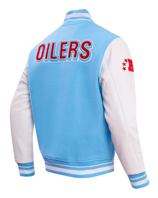Houston Oilers Oil Derrick Classic Rib Varsity Jacket Houston Oilers Oil Derrick Classic Rib Varsity Jacket