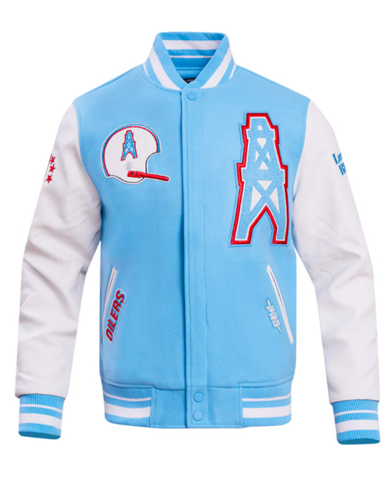 Houston Oilers Oil Derrick Classic Rib Varsity Jacket Houston Oilers Oil Derrick Classic Rib Varsity Jacket
