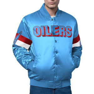 Houston Oilers Triple Option Varsity Satin Jacket
