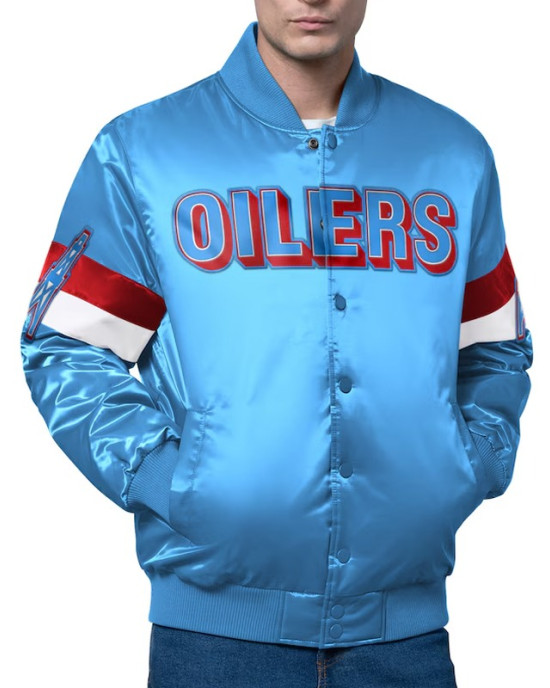 Houston Oilers Triple Option Varsity Satin Jacket