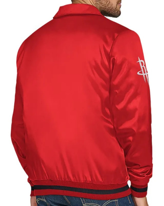 Houston Rockets Stitch Applique Red Satin Jacket Houston Rockets Stitch Applique Red Satin Jacket