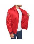 Houston Rockets Stitch Applique Red Satin Jacket
