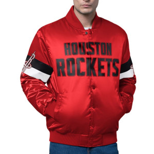 Houston Rockets Triple Option Varsity Satin Jacket
