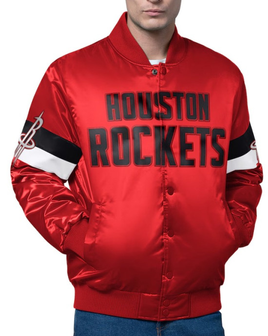 Houston Rockets Triple Option Varsity Satin Jacket
