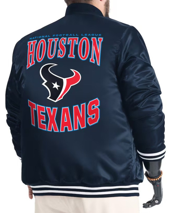Houston Texans Adaptive Team Graphic Varsity Satin Jacket